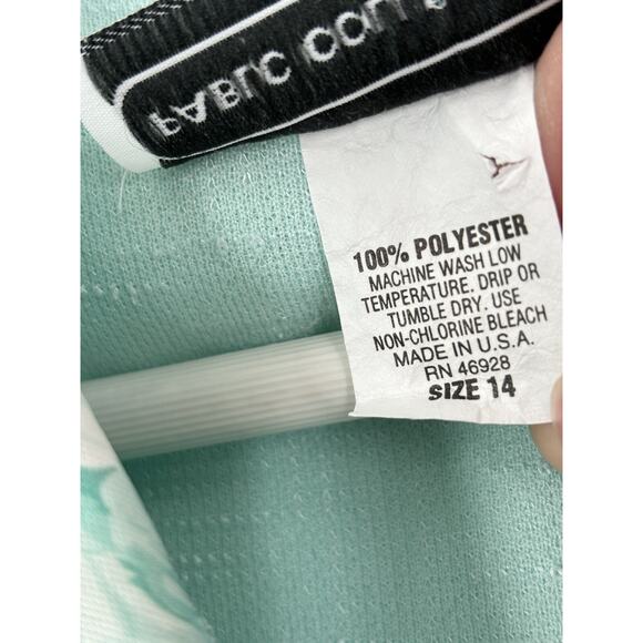 Pablo Collection Vintage Blouse Womens 14 Mint Blue Floral Collar Knit Buttons - Picture 8 of 16